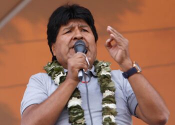 El expresidente Evo Morales durante un acto. Foto: APG.