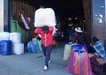 La actividad comercial en el mercado de Villa El Carmen. Foto: Rodwy Cazón.