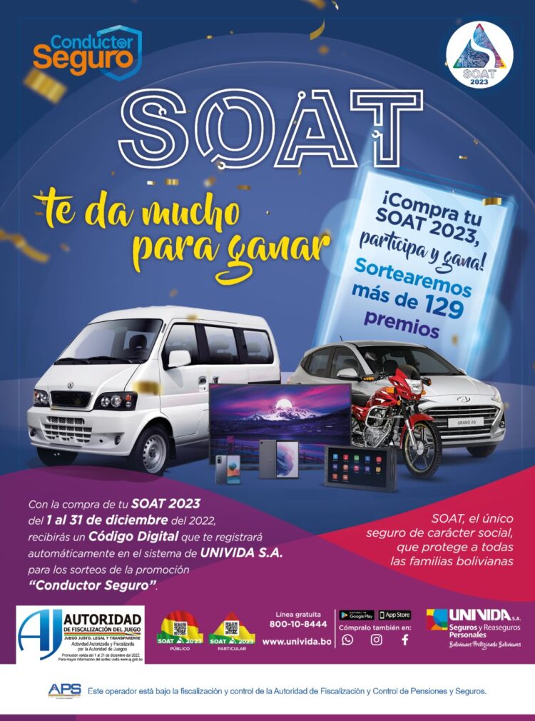 UNIVIDA S.A. premia a las personas que adquieran el SOAT 2023 hasta el 31 de diciembre de 2022
