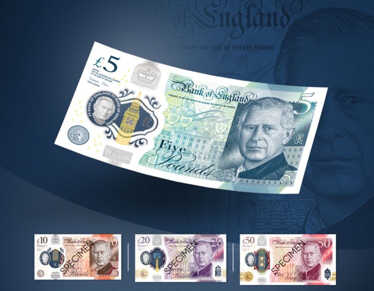Reino Unido desvela los primeros billetes con la efigie de Carlos III.