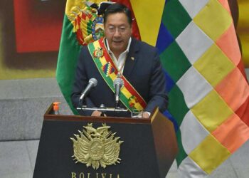 El presidente Arce durante un acto oficial. Foto: Archivo La Razón.