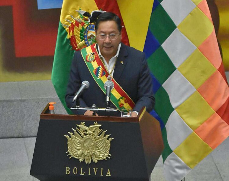 El presidente Arce durante un acto oficial. Foto: Archivo La Razón.