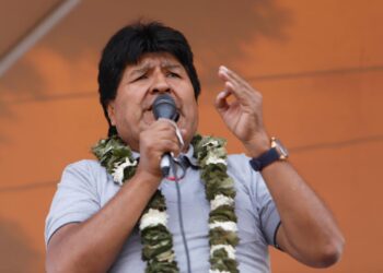 El exmandatario Evo Morales durante uno de sus discursos. Foto: APG.
