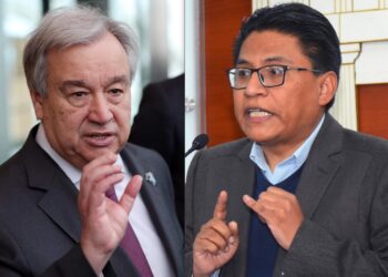 El secretario general de la ONU y el Ministro de Justicia. Foto: AFP y APG.