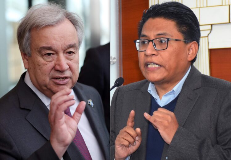 El secretario general de la ONU y el Ministro de Justicia. Foto: AFP y APG.