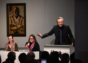 La subasta del autorretrato de Max Beckmann pintado en 1943. Foto: AFP