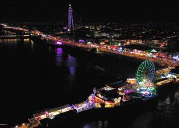 Vista aérea de la localidad británica de Blackpool, al noroeste de Inglaterra. Foto: AFP.