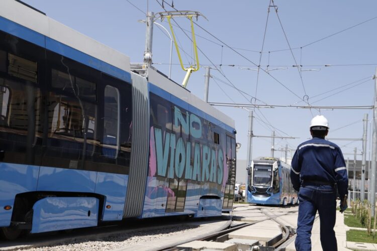 El vagón grafiteado por dos hombres encapuchados. Foto: APG