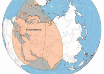 Mapa de alcance del eclipse parcial de Sol del 25 de octubre. Foto: ign.es.