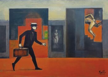 El óleo sobre lienzo 'Business day', de Gustavo del Río, una de las obras en subasta. Foto: Altamira