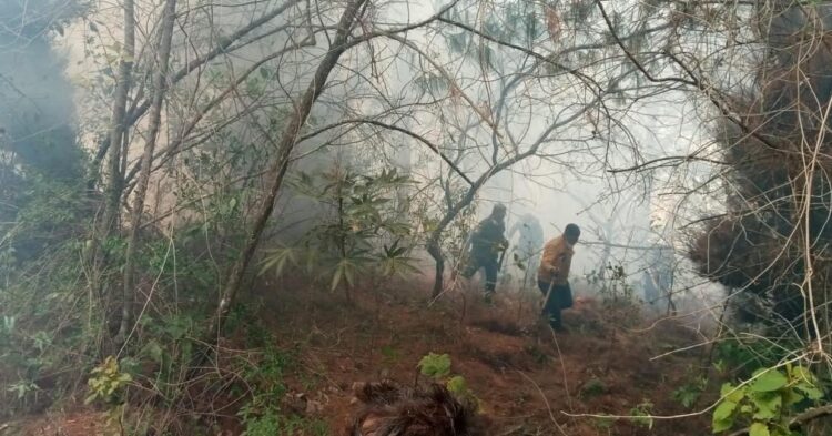 Una vista del incendio en Samaipata. Foto: Gobernación de Santa Cruz