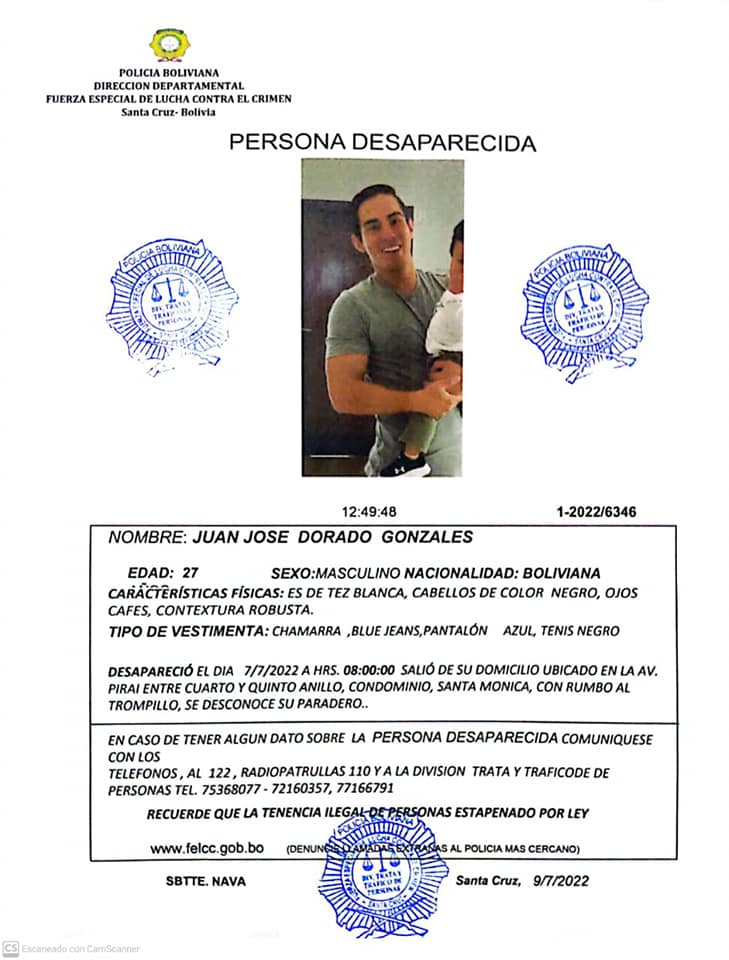 Reportan como desaparecido a Juan José Dorado, yerno de Angélica Sosa