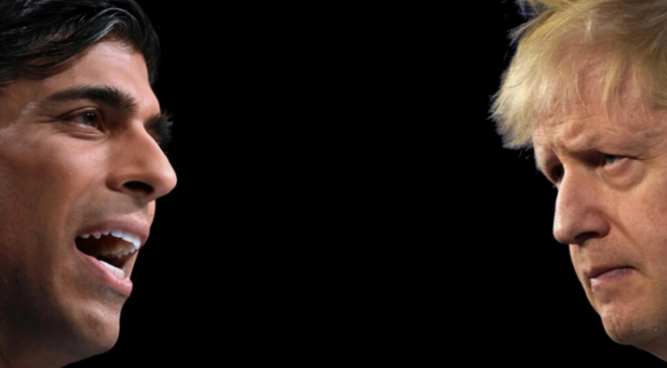 Combinación de fotos creada el 21 de octubre en Londres con el exministro de Finanzas Rishi Sunak (I) y el exprimer ministro Boris Johnson (D), posibles aspirantes al gobierno británico. Foto: AFP.
