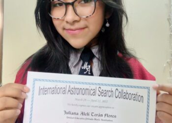 Juliana Terán, la boliviana que descubrió el asteroide y fue reconocida por la NASA. Foto: Ludving Cano