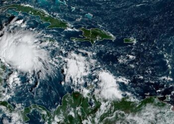 Imagen satelital de Lisa, que llega como tormenta a Belice y Centroamérica. Foto: AFP.