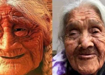 'Mamá Coco' en la vida real. FOTO: Pixar y Facebook.