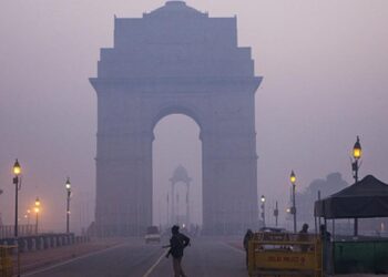 Nueva Delhi, envuelta en una niebla tóxica provocada por la contaminación y el humo de miles de incendios de cultivos agrícolas. Foto: AFP.