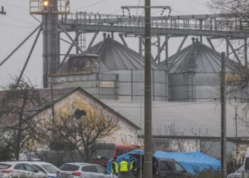La policía investiga el 16 de noviembre de 2022 en el lugar donde impactó el misil en la localidad polaca de Przewodow. Foto: AFP