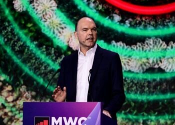 Nick Read, director general de Vodafone, el 28 de febrero en Barcelona. Foto: AFP.