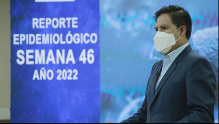 El ministro de Salud, Jeyson Auza, dio el reporte sobre la situación de la coqueluche en el país. Foto: Captura