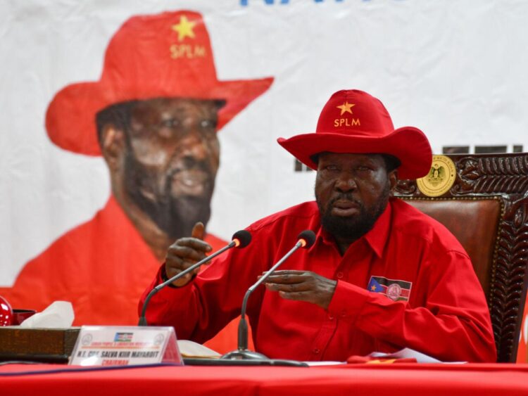Salva Kiir, presidente de Sudán del Sur, el 2 de diciembre de 2022 en Juba. Foto: AFP.