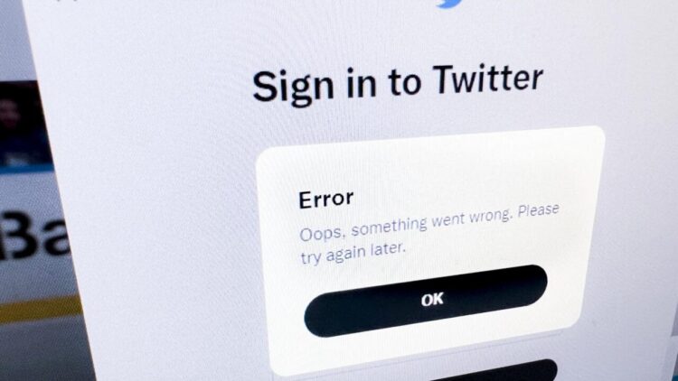 Una pantalla de usuario de Twitter indica error, el 28 de diciembre de 2022 en Washington. Foto: AFP.