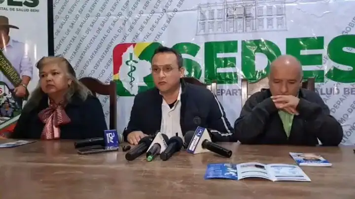 Conferencia de prensa del Servicio Departamental de Salud del Beni. FOTO: RRSS