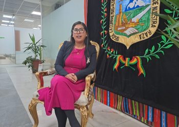 La alcaldesa Eva Copa