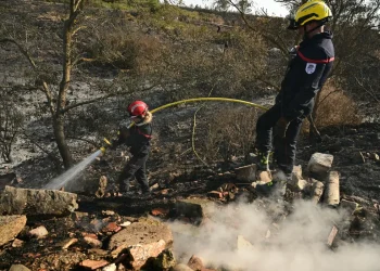 Una ola de calor complica el trabajo de los bomberos/AFP