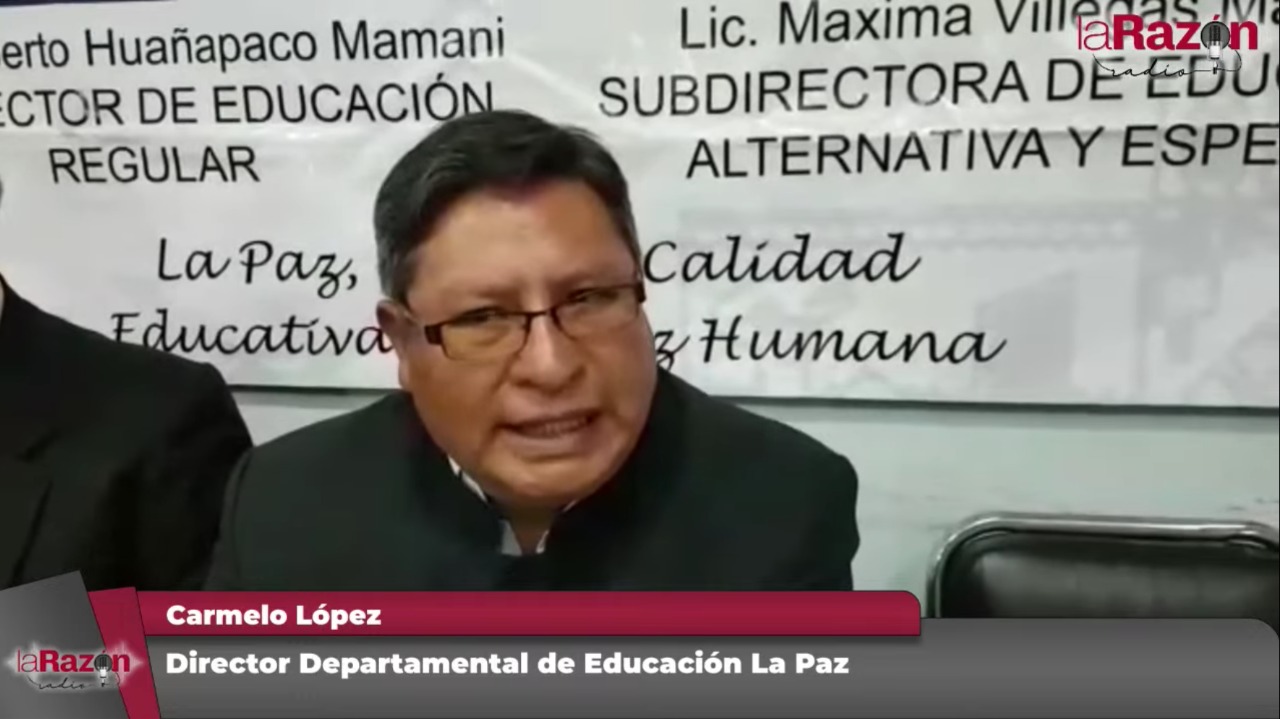 El director departamental de Educación La Paz, Carmelo López. Foto: Captura