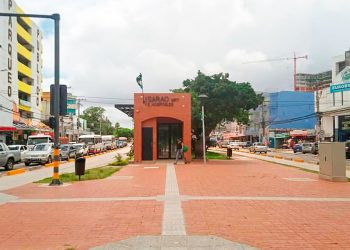 Estación y carril del BRT sin uso.