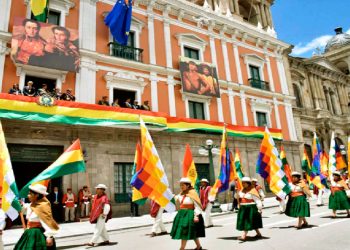 Festejo del Día del Estado Plurinacional bajo el gobierno de Evo Morales. En tres 22 de enero (2021, 2022 y 2023), Evo Morales no estuvo en la ceremonia oficial