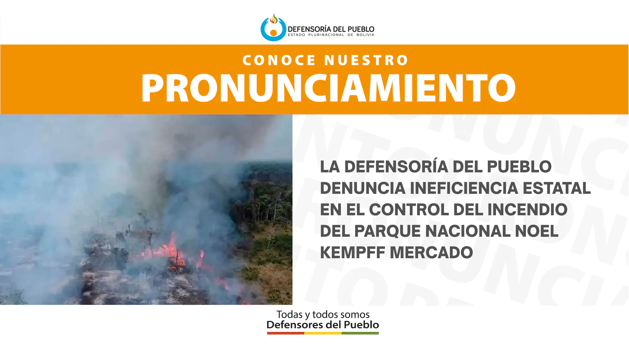 Defensoría denuncia ‘ineficiencia’ en control del incendio en el Parque Noel Kempff Mercado