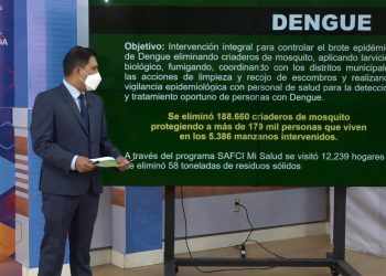 El ministro de Salud, Jeyson Auza, reporta la situacion del dengue en el país. Foto: Captura