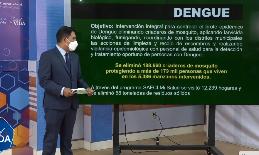 El ministro de Salud, Jeyson Auza, reporta la situacion del dengue en el país. Foto: Captura