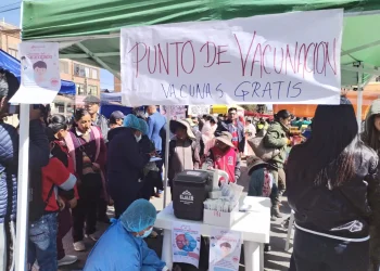 Vacunación y desinfección en la entrada de la Virgen del Carmen