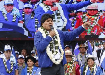 El expresidente Morales durante una concentración. Foto: APG.
