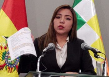 La viceministra Alcón durante una conferencia de prensa. Foto: Roberto Guzmán.