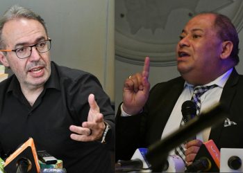 Richter y Romero, en diferentes conferencias de prensa este viernes en La Paz. Foto: APG.