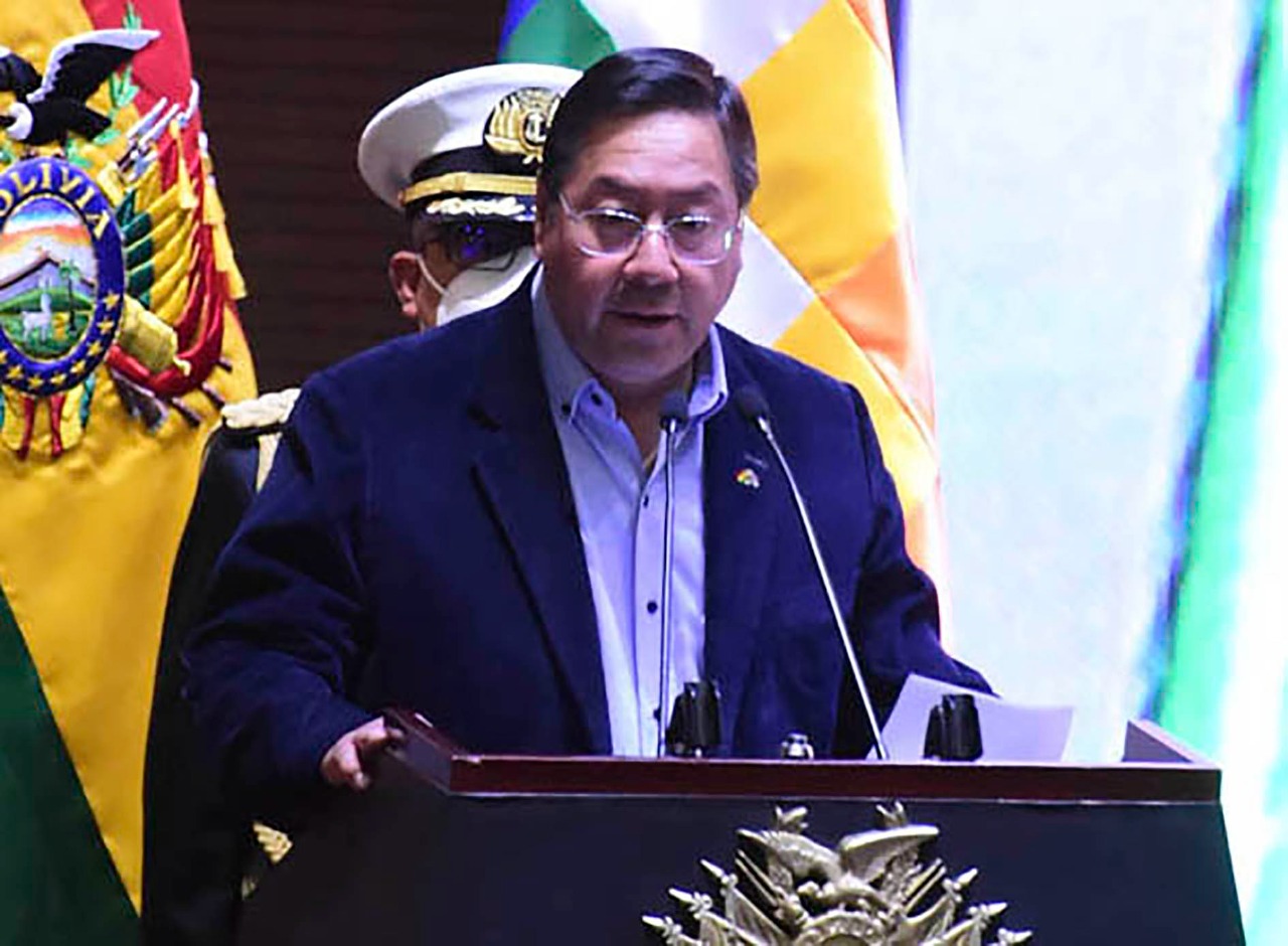 El presidente Arce durante un acto oficial. Foto: APG.