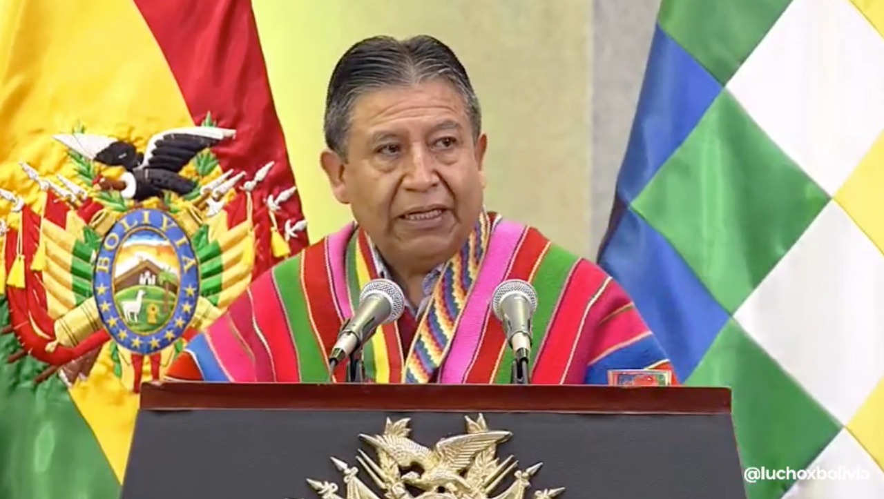 El vicepresidente Choquehuanca durante su discurso. Foto: Roberto Guzmán.