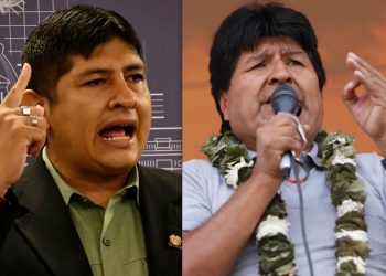 El diputado Enríquez Cuellar y el expresidente Evo Morales. Foto: Archivo La Razón.