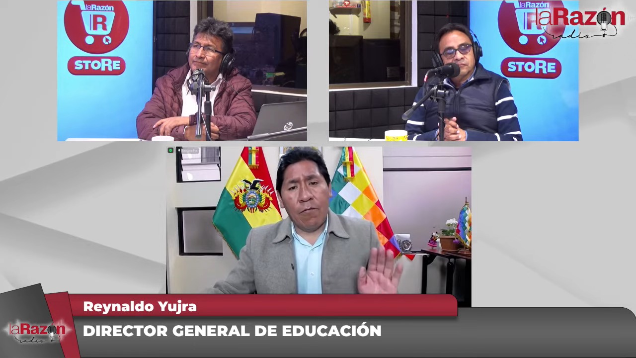 El director general de Educación, Reynaldo Yujra, en entrevista con La Razón Radio. Foto: La Razón Radio