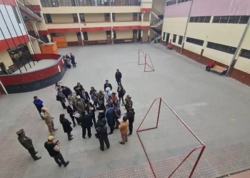 Este martes se realizó la inspección ocular en el colegio Saracho de Oruro. FOTO: Fiscalía de Oruro.
