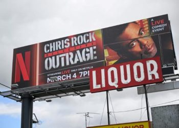 Un anuncio del nuevo show de Chris Rock, que será lanzado en Netflix una semana antes del Óscar. Foto: AFP.