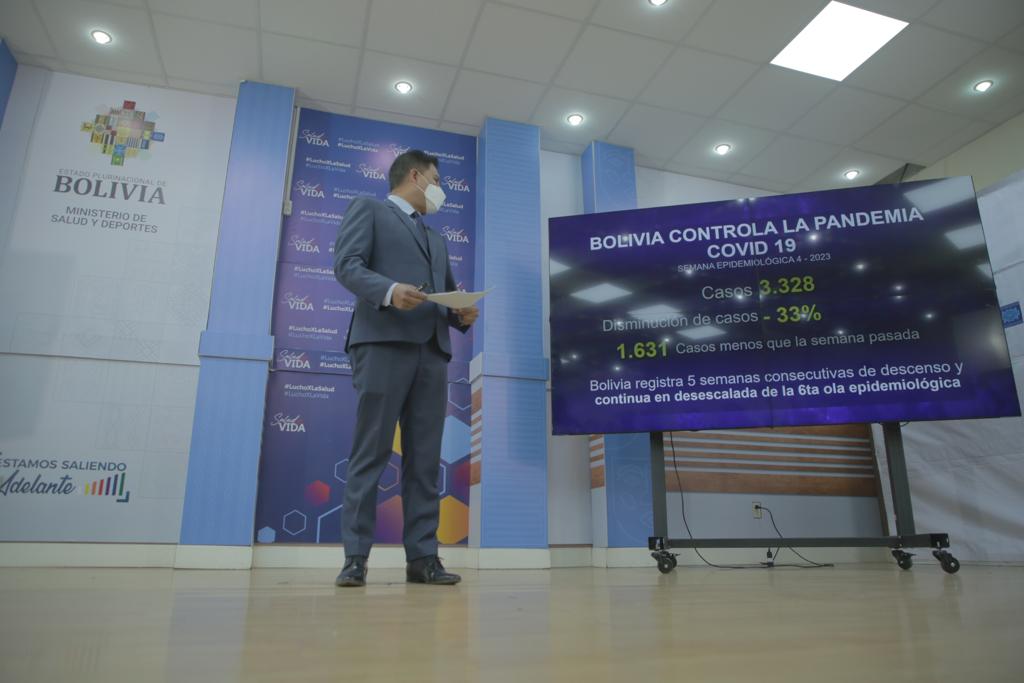 El ministro de Salud, Jeyson Auza, reporta sobre el compartimiento del COVID-19. Foto: Ministerio de Salud