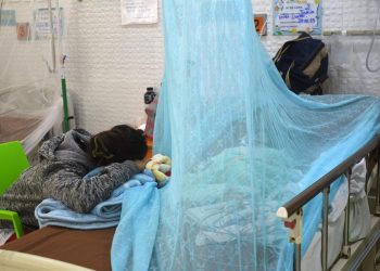 Una madre hace guardia mientras su niño padece de dengue. Foto: Archivo