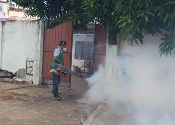Funcionarios fumigan las casas para evitar la propagación del mosquito que trasmite el dengue. Foto: Archivo APG