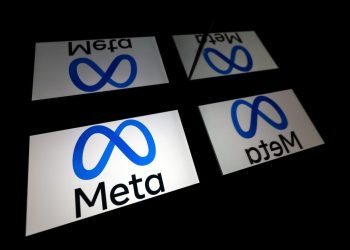 Logotipo de Meta, propietaria de Facebook. Foto: AFP.