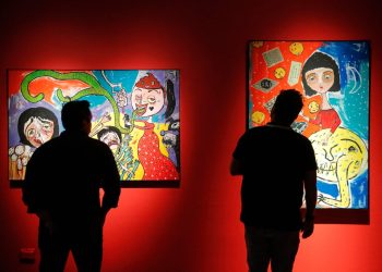 Obras de la exposición de Mon Laferte, que están Centro Cultural Gabriela Mistral de la capital chilena. Foto: AFP